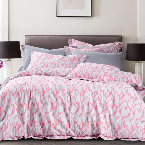 Παπλωματοθήκη Εμπριμέ Σετ Elegant Leaves Υπέρδιπλη