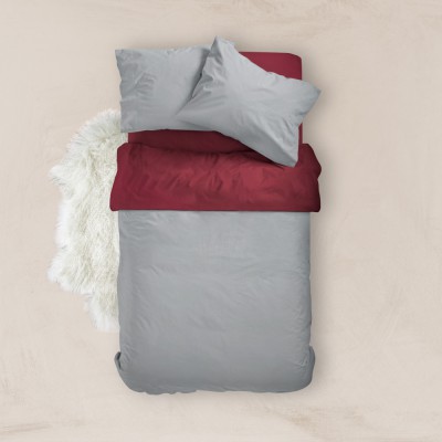 Borea Παπλωματοθήκη Βαμβακερή Υπέρδιπλη 220x240 Solid Line Μπορντώ-ποντικί