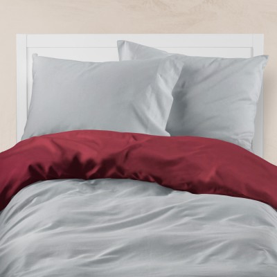 Borea Παπλωματοθήκη Βαμβακερή Υπέρδιπλη 220x240 Solid Line Μπορντώ-ποντικί