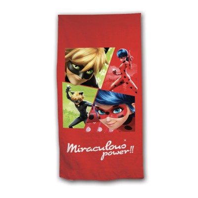 Borea Παιδική Πετσέτα Θαλάσσης Κόκκινη Miraculous Ladybug 140x70εκ.