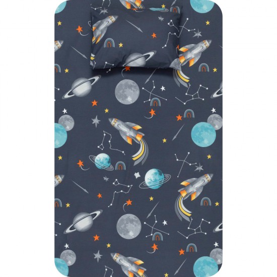 Σεντόνι Σετ 2ΤΜΧ Γαλαξίας Μονό Γκρι