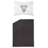Borea Σετ Σεντόνια Μονά Βαμβακερά Never Give Up Μαύρο 160x240cm 2τμχ