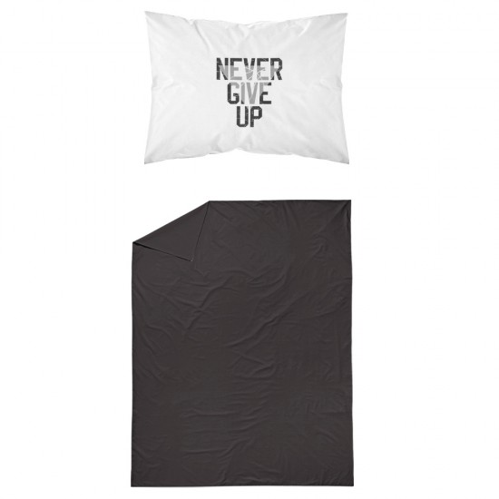 Borea Σετ Σεντόνια Μονά Βαμβακερά Never Give Up Μαύρο 160x240cm 2τμχ