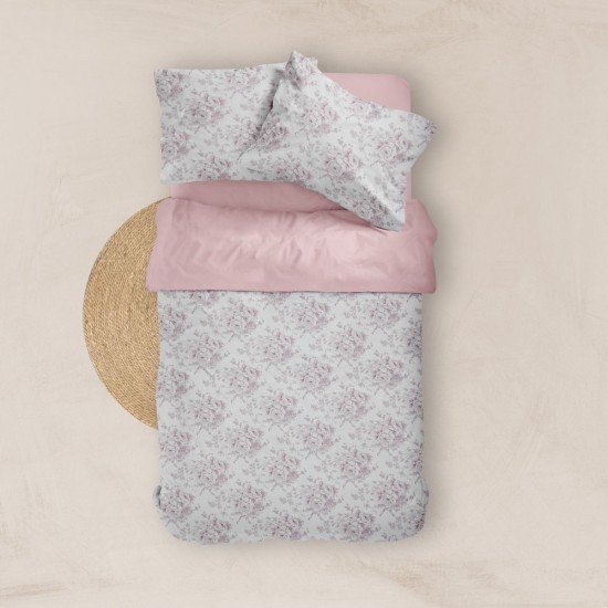 Σεντόνια Εμπριμέ Σετ Beatrice Ροζέ Υπέρδιπλα