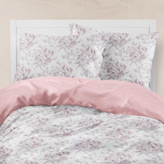 Σεντόνια Εμπριμέ Σετ Beatrice Ροζέ Υπέρδιπλα