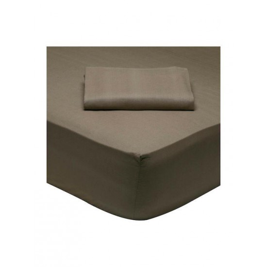 Das Home 1004 Σεντόνι Ημίδιπλο με Λάστιχο 120x200+35εκ. Καφέ