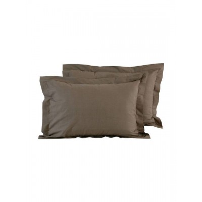 Das Home 1004 Σετ Μαξιλαροθήκες Oxford Καφέ 50x70εκ.