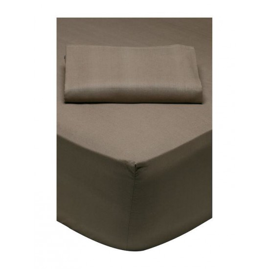 Das Home 1004 Σεντόνι Ημίδιπλο με Λάστιχο 120x200+35εκ. Καφέ