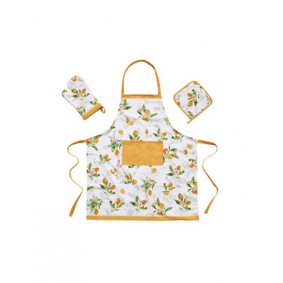 Das Home 0724 Ποδιά Κουζίνας με Γάντι και Πιάστρα Κίτρινη 30x18cm 537000100724 3τμχ