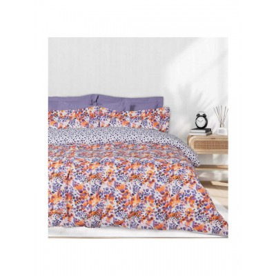 Das Home Casual 5430 Σετ Σεντόνια Ημίδιπλα με Λάστιχο 120x200+35εκ. Orange, Purple (3τμχ)
