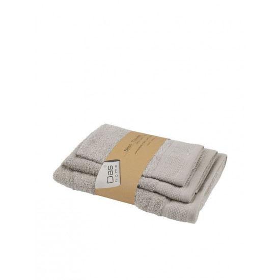 Das Home Σετ Πετσέτες Μπάνιου 3τμχ Best Γκρι Βάρους 450gr/m²