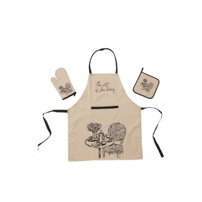 Das Home 0861 Ποδιά Κουζίνας με Πιάστρα Μπεζ 537000100861 3τμχ