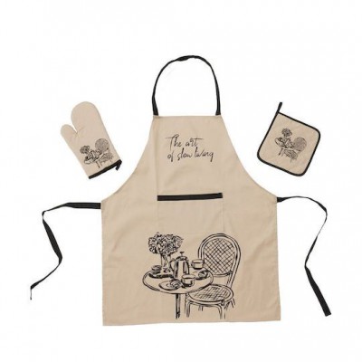 Das Home 0861 Ποδιά Κουζίνας με Πιάστρα Μπεζ 537000100861 3τμχ