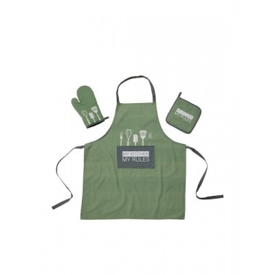 Das Home 0863 Ποδιά Κουζίνας με Πιάστρα Πράσινη 537000100863 3τμχ