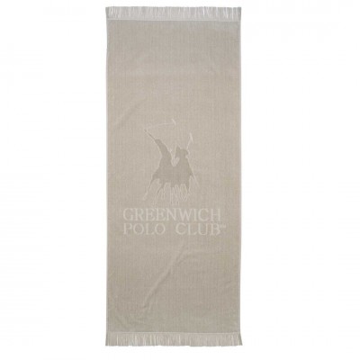 Greenwich Polo Club 3734 Πετσέτα Θαλάσσης Βαμβακερή Γκρι με Κρόσσια 190x90εκ.