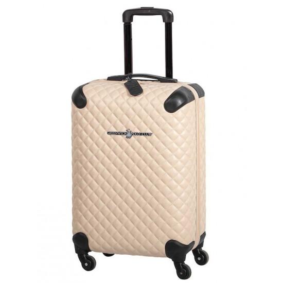 Greenwich Polo Club Μεσαία Βαλίτσα Ταξιδίου Σκληρή Ivory με 4 Ρόδες Ύψους 65εκ.