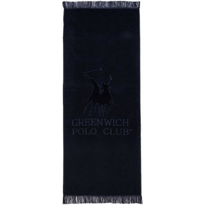Greenwich Polo Club Πετσέτα Θαλάσσης Βαμβακερή Μαύρη με Κρόσσια 190x90εκ.