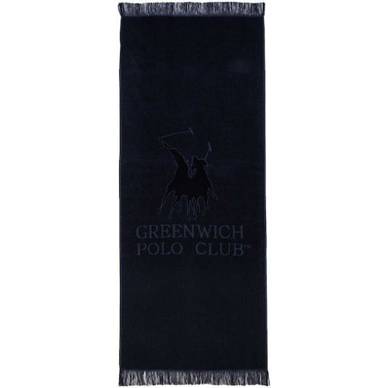 Greenwich Polo Club Πετσέτα Θαλάσσης Βαμβακερή Μαύρη με Κρόσσια 190x90εκ.
