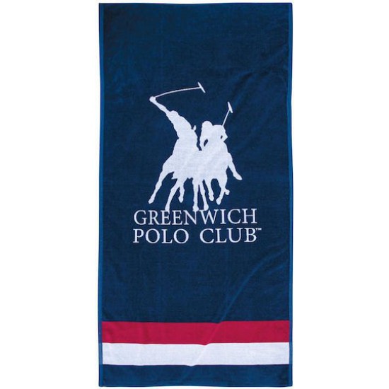 Greenwich Polo Club Πετσέτα Θαλάσσης Βαμβακερή Μπλε 180x90εκ.