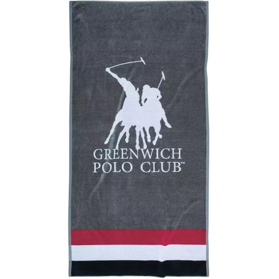 Greenwich Polo Club Πετσέτα Θαλάσσης Βαμβακερή Γκρι 180x90εκ.