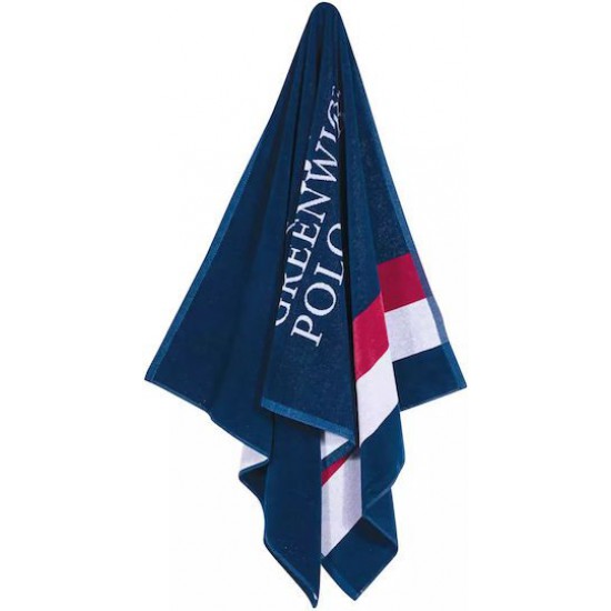 Greenwich Polo Club Πετσέτα Θαλάσσης Βαμβακερή Μπλε 180x90εκ.
