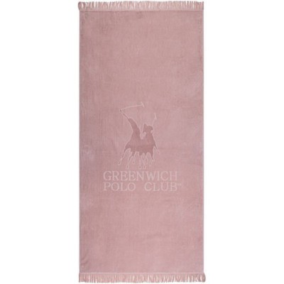 Greenwich Polo Club Πετσέτα Θαλάσσης Παρεό Ροδί με Κρόσσια 190x90εκ.