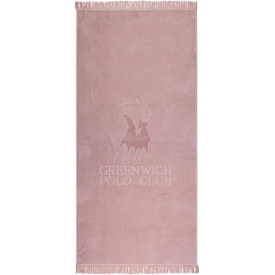 Greenwich Polo Club Πετσέτα Θαλάσσης Παρεό Ροδί με Κρόσσια 190x90εκ.