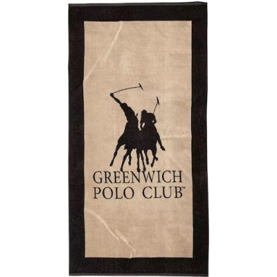 Greenwich Polo Club Πετσέτα Θαλάσσης Βαμβακερή Μαύρη 180x90εκ.