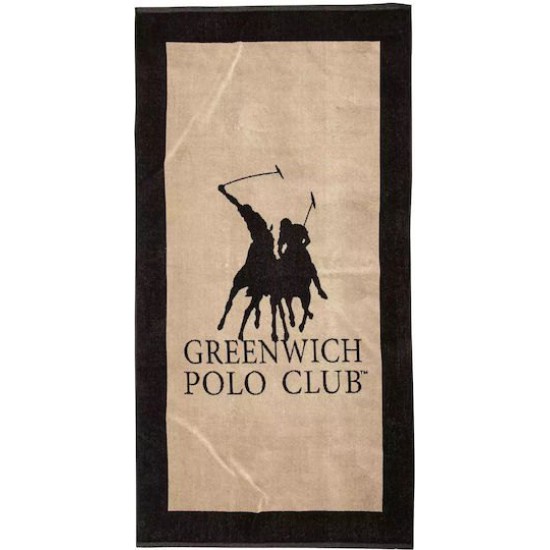 Greenwich Polo Club Πετσέτα Θαλάσσης Βαμβακερή Μαύρη 180x90εκ.