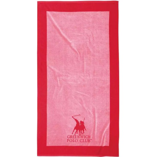 Greenwich Polo Club Πετσέτα Θαλάσσης Βαμβακερή Ροζ 180x90εκ.