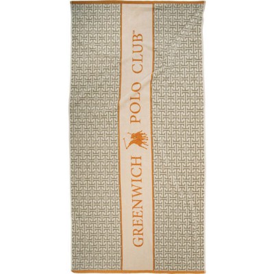 Greenwich Polo Club Πετσέτα Θαλάσσης Βαμβακερή Taupe-Orange 180x90εκ.