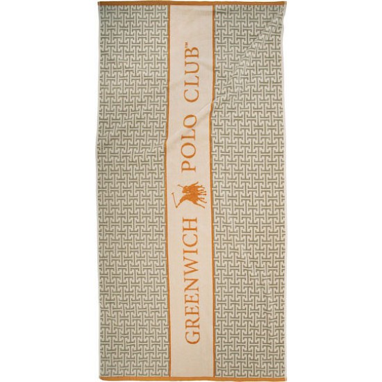 Greenwich Polo Club Πετσέτα Θαλάσσης Βαμβακερή Taupe-Orange 180x90εκ.