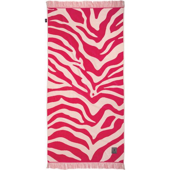 Greenwich Polo Club Πετσέτα Θαλάσσης Βαμβακερή Magenta, Taupe 180x90εκ.