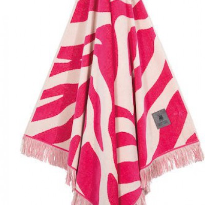Greenwich Polo Club Πετσέτα Θαλάσσης Βαμβακερή Magenta, Taupe 180x90εκ.