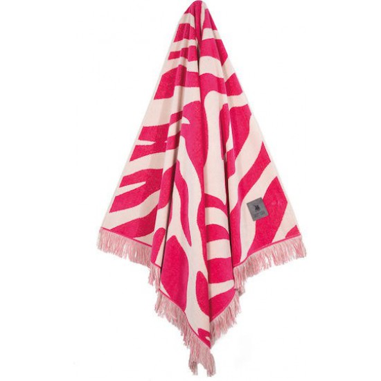 Greenwich Polo Club Πετσέτα Θαλάσσης Βαμβακερή Magenta, Taupe 180x90εκ.