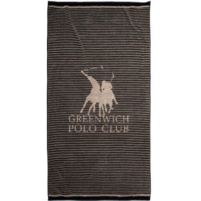 Greenwich Polo Club Πετσέτα Θαλάσσης Βαμβακερή Μαύρη 90x180εκ.