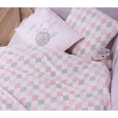 ΝΕΟ! ΒΡΕΦΙΚΗ ΚΟΥΒΕΡΤΑ FLEECE ΚΟΥΝΙΑΣ SWEET RHOMBUS 110X150 PINK