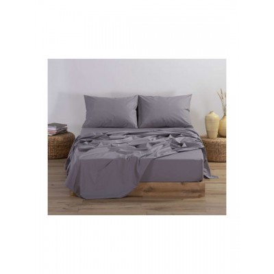 Nef-Nef Homeware Basic Σεντόνι Διπλό με Λάστιχο 140x200+30εκ. Light Grey