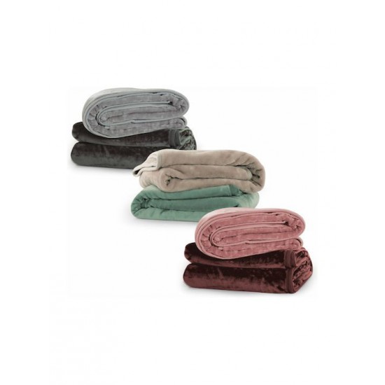 Nef-Nef Homeware Κουβέρτα Βελουτέ Υπέρδιπλη 220x240εκ. Loft 1165 Green