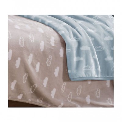 Nef-Nef Homeware Κουβέρτα Κούνιας Clouds Βελουτέ Μπλε 100x140εκ.