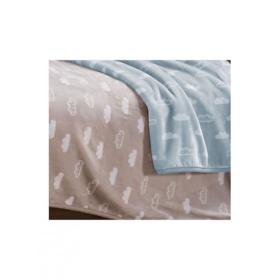 Nef-Nef Homeware Κουβέρτα Κούνιας Clouds Βελουτέ Μπλε 100x140εκ.