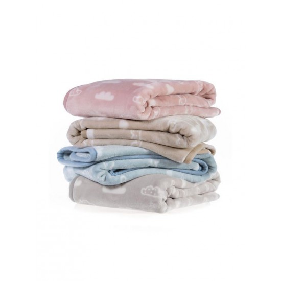 Nef-Nef Homeware Κουβέρτα Κούνιας Clouds Βελουτέ Μπλε 100x140εκ.