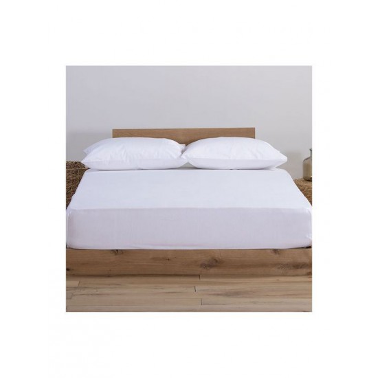 Nef-Nef Homeware Jersey Σεντόνι Διπλό με Λάστιχο 140x200+30εκ. White