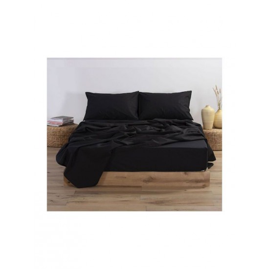 Nef-Nef Homeware Basic Σεντόνι Υπέρδιπλο με Λάστιχο 160x200+30εκ. 1136 Black