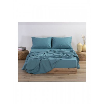 Nef-Nef Homeware Basic Σεντόνι Υπέρδιπλο με Λάστιχο 160x200+30εκ. Dusty Petrol