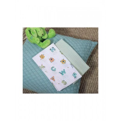 Nef-Nef Homeware Alphabet Monster Σετ Βρεφικά Σεντόνια Λίκνου Βαμβακερά Πράσινα 70x120εκ. 2τμχ