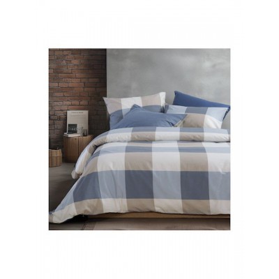 Nef-Nef Homeware Casual Check Σετ Σεντόνια με Λάστιχο 160x200+35εκ. Denim (4τμχ)