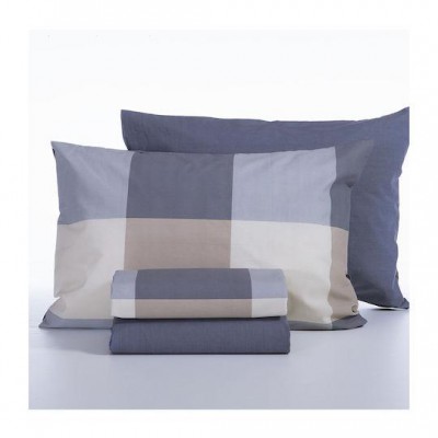 Nef-Nef Homeware Casual Check Σετ Σεντόνια με Λάστιχο 160x200+35εκ. Denim (4τμχ)