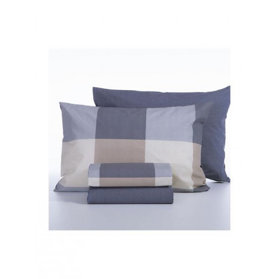 Nef-Nef Homeware Casual Check Σετ Σεντόνια με Λάστιχο 160x200+35εκ. Denim (4τμχ)