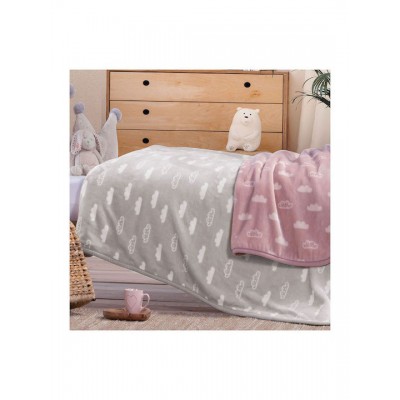 Nef-Nef Homeware Κουβέρτα Κούνιας Clouds Βελουτέ Γκρι Γκρι 100x140εκ.